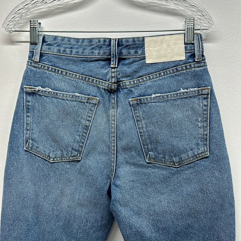 Grlfrnd Karolina Cropped Denim Jeans High Rise Straight The Valley Blue Size 25